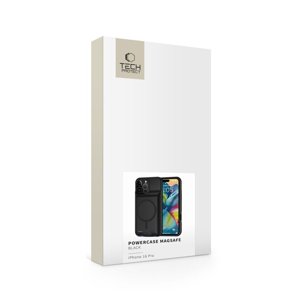 Apple iPhone 16 Pro Tech-Protect PowerCase MagSafe dėklas su 7000mAh baterija, juodas