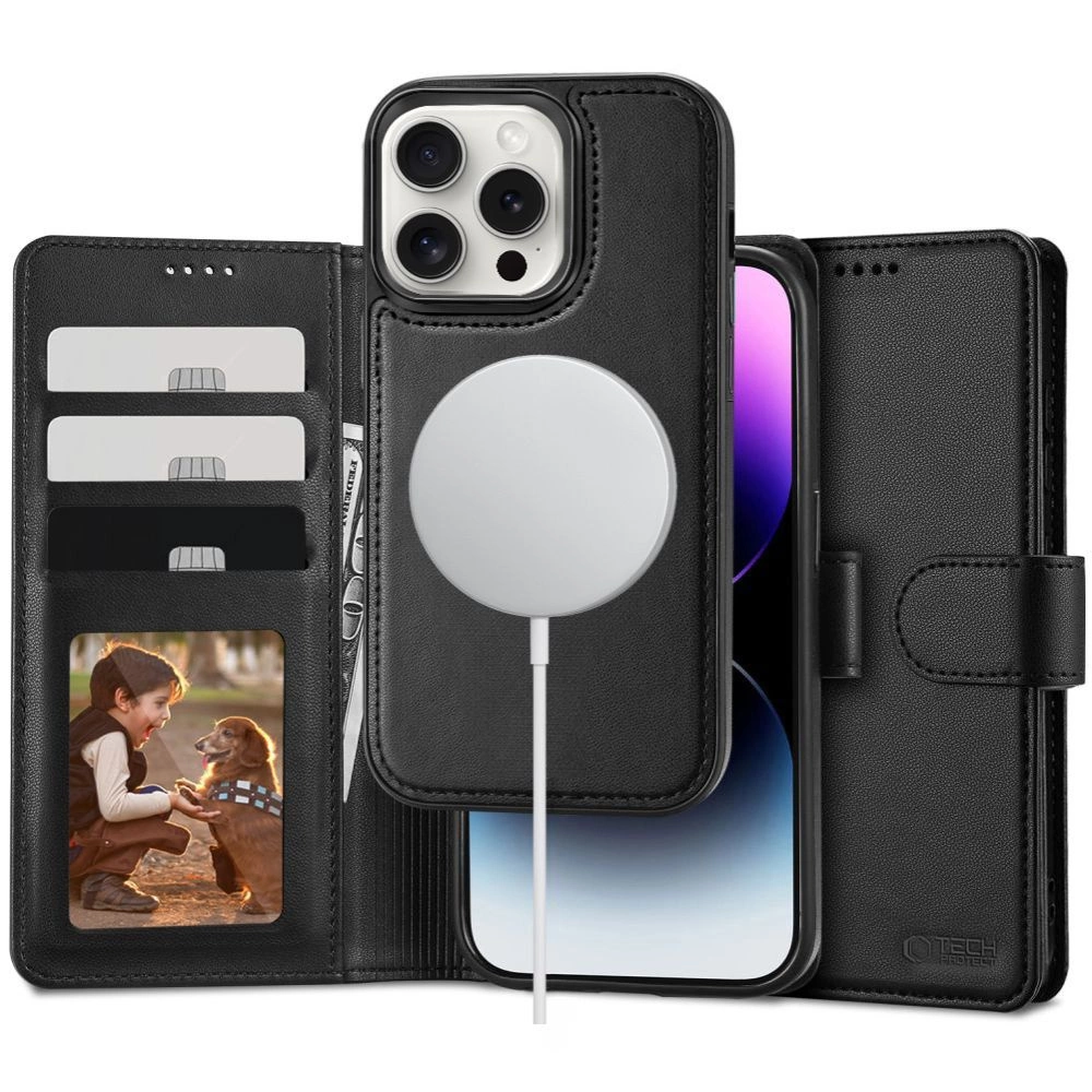 Apple iPhone 16 Pro Max 6.9'' Tech-Protect Wallet MagSafe Case Cover, Black