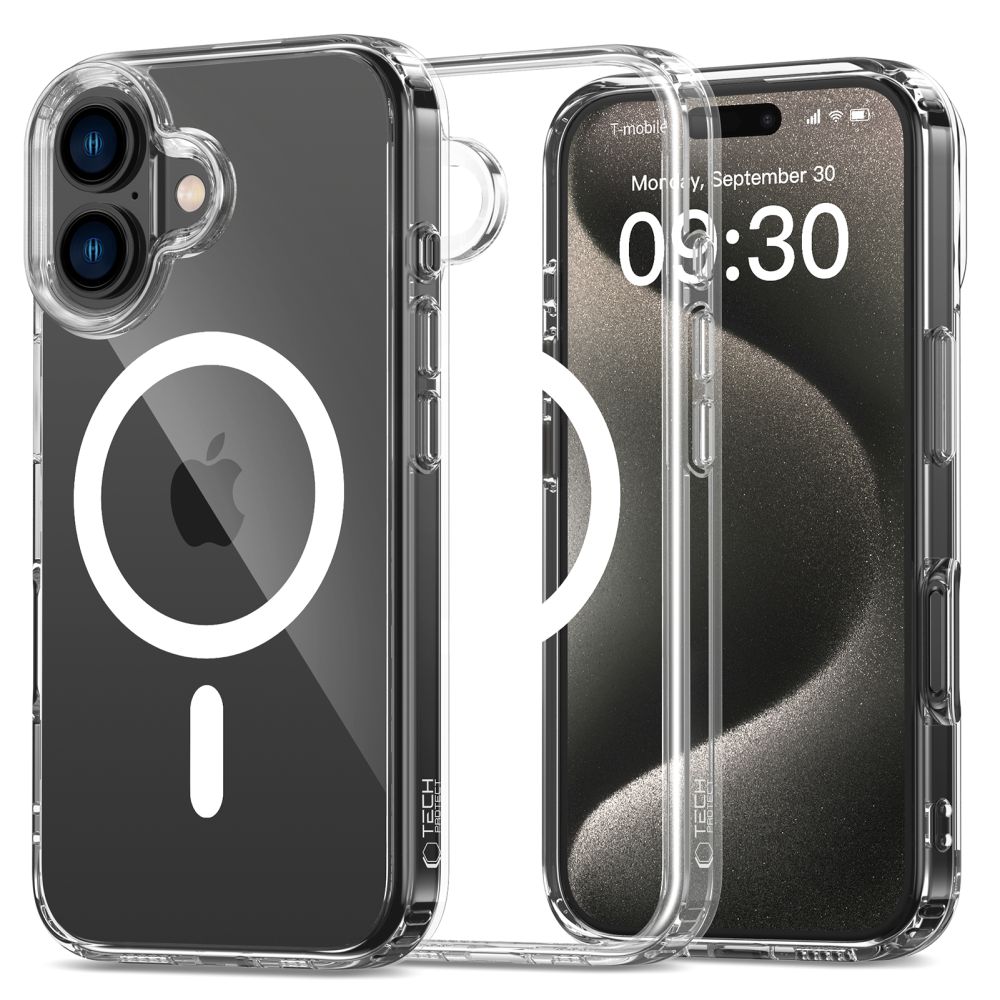 Tech-Protect FlexAir Hybrid MagSafe dėklas iPhone 16, skaidrus