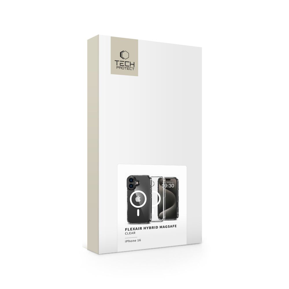 Tech-Protect FlexAir Hybrid MagSafe dėklas iPhone 16, skaidrus