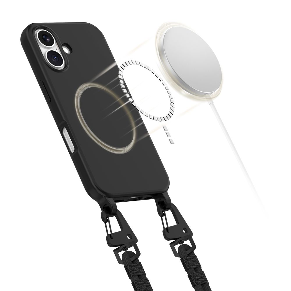 Dėklas Tech-Protect MagNecklace su MagSafe skirtas iPhone 16, juodas