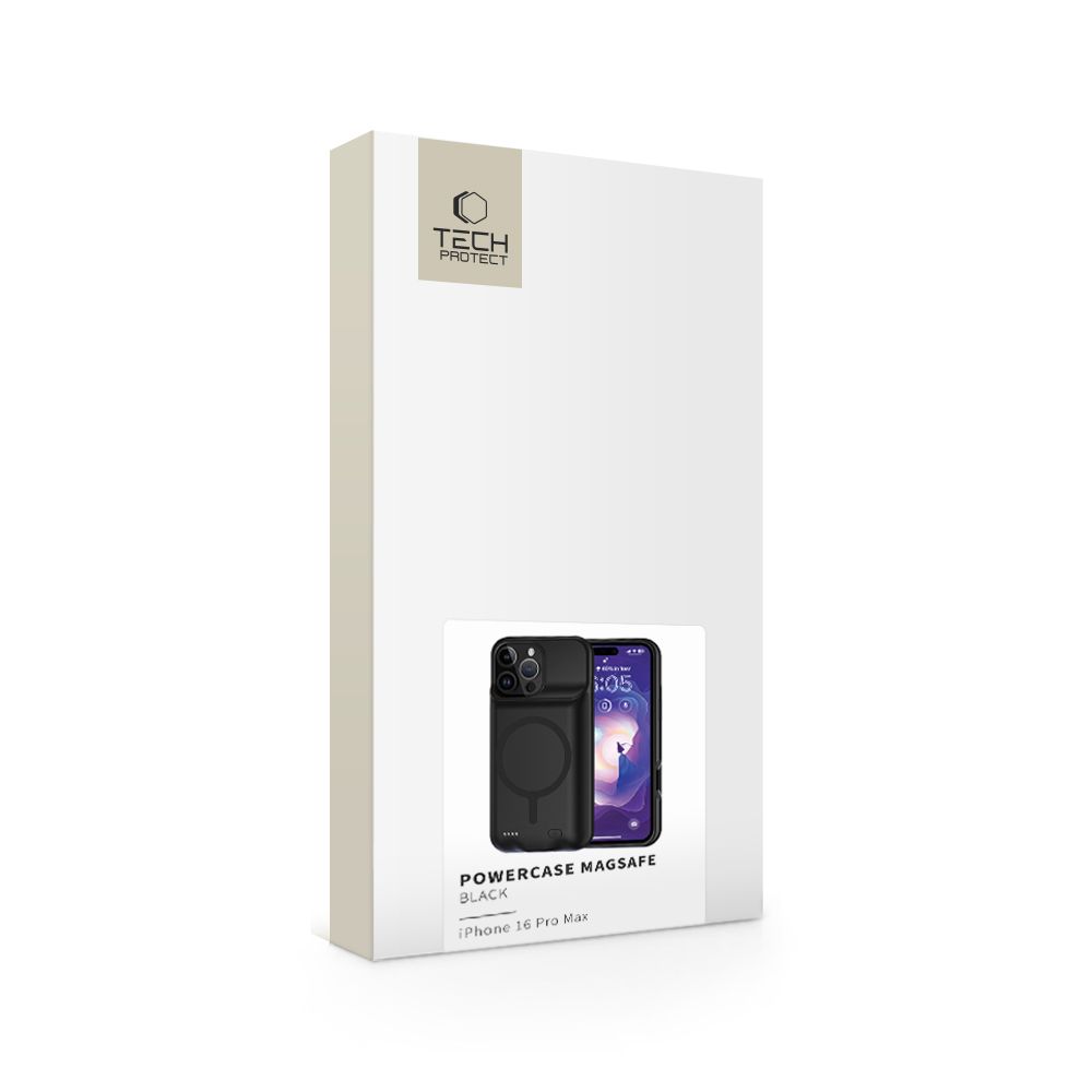 Tech-Protect PowerCase MagSafe dėklas-baterija iPhone 16 Pro Max (8500mAh), juodas
