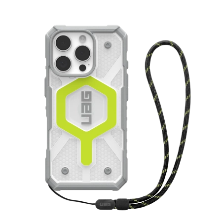 UAG Pathfinder Clear MagSafe dėklas su virvele iPhone 16 Pro, žalias