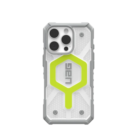UAG Pathfinder Clear MagSafe dėklas, skirtas iPhone 16 Pro, žalias