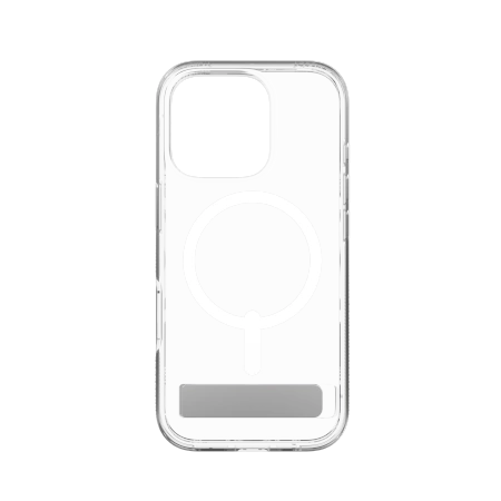 ZAGG Crystal Palace Snap Kickstand MagSafe dėklas su stovu iPhone 16 Pro, skaidrus