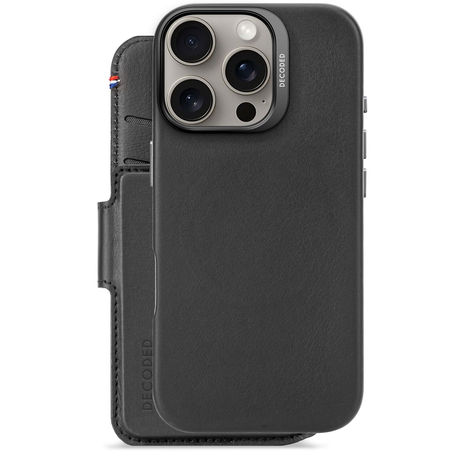 Decoded Leather Detachable Wallet MagSafe dėklas iPhone 16 Pro, juodas
