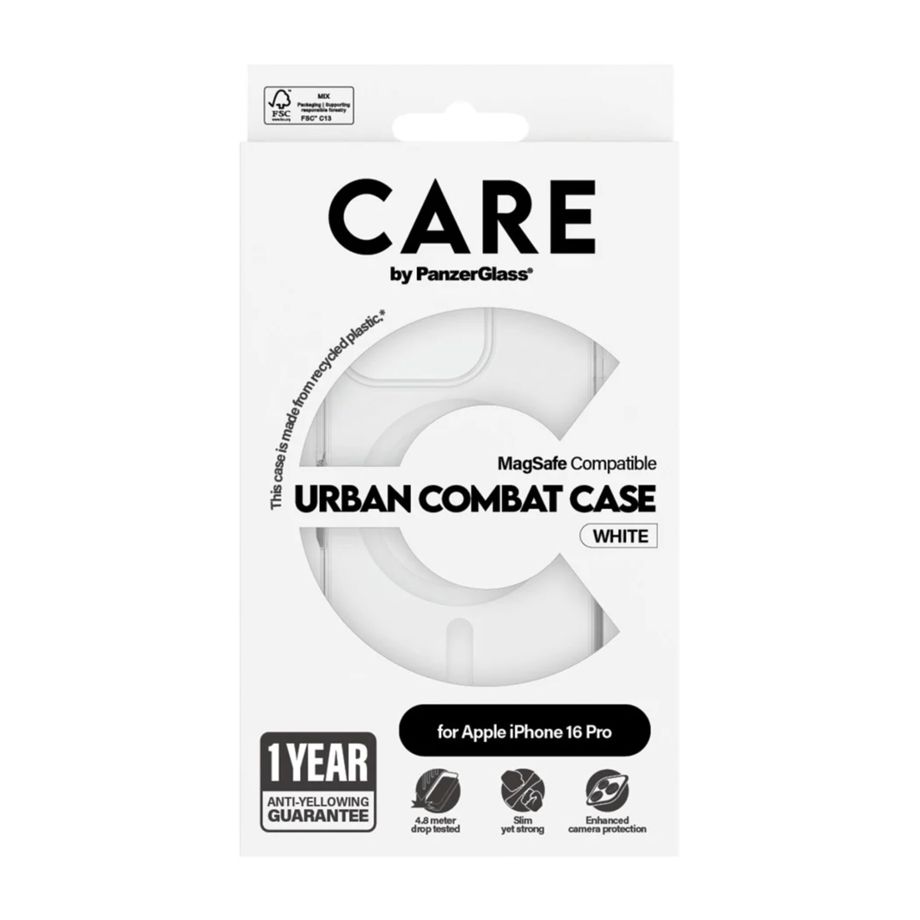 CARE by PanzerGlass Flagship Case for iPhone 16 Pro, MagSafe, Transparent White