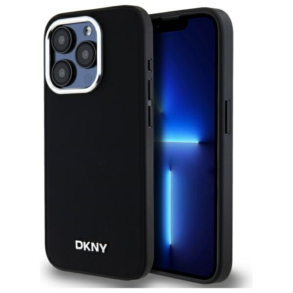DKNY Plain Logo MagSafe dėklas telefonui iPhone 15 Pro, juodas