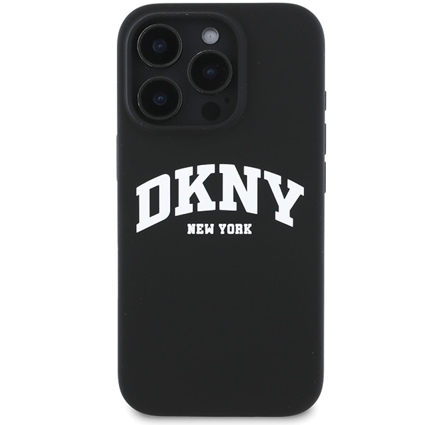 DKNY Silicone MagSafe dėklas iPhone 16 Pro Max telefonui, juodas