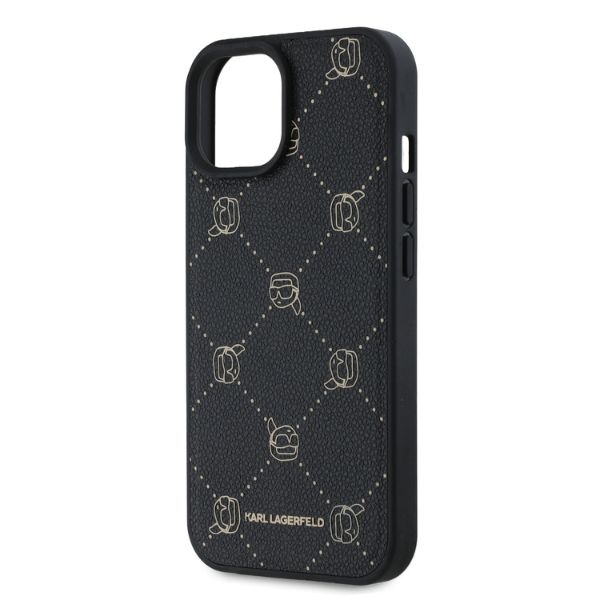 Karl Lagerfeld dėklas iPhone 15 telefonui MagSafe Karl Heads, juodas