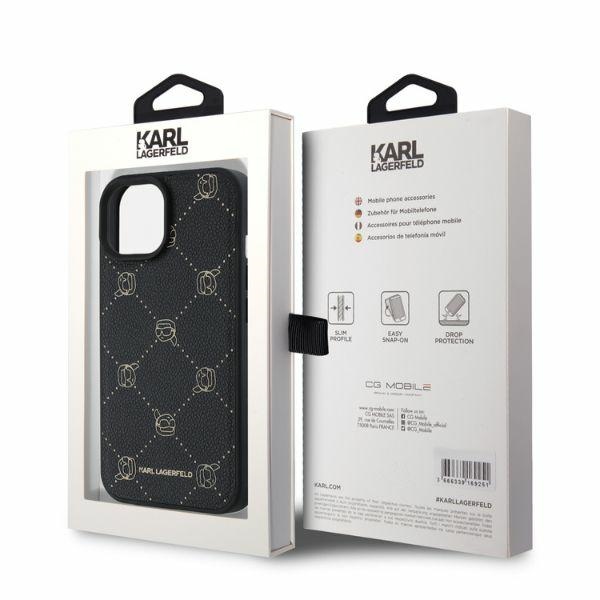 Karl Lagerfeld dėklas iPhone 15 telefonui MagSafe Karl Heads, juodas
