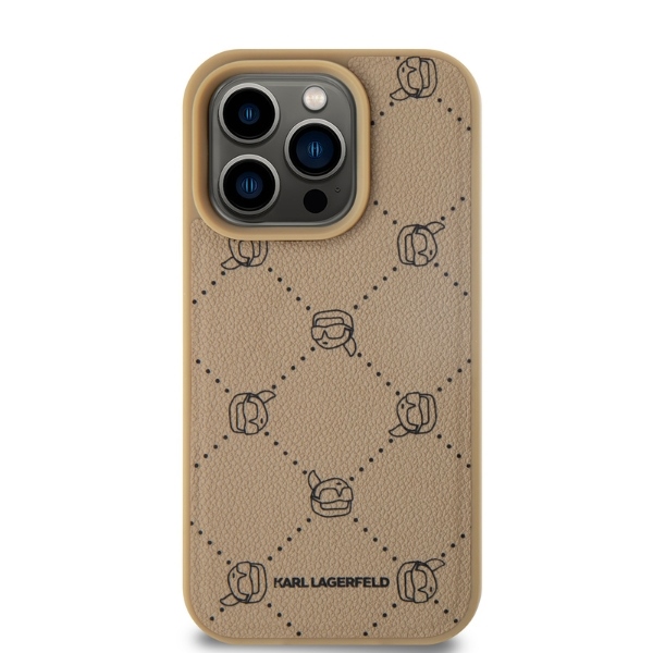 Karl Lagerfeld dėklas iPhone 15 Pro Max telefonui su MagSafe Karl Heads, smėlio sp.