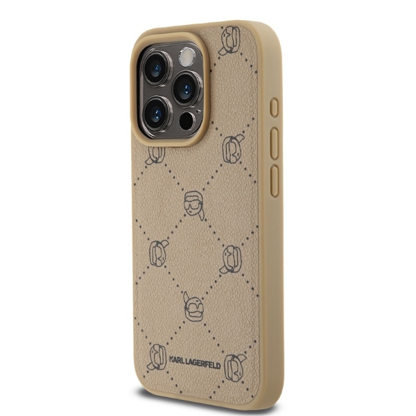 Karl Lagerfeld dėklas iPhone 15 Pro Max telefonui su MagSafe Karl Heads, smėlio sp.