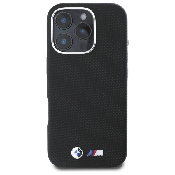 BMW dėklas iPhone 16 Pro Max telefonui M Edition Kevlar, juodas
