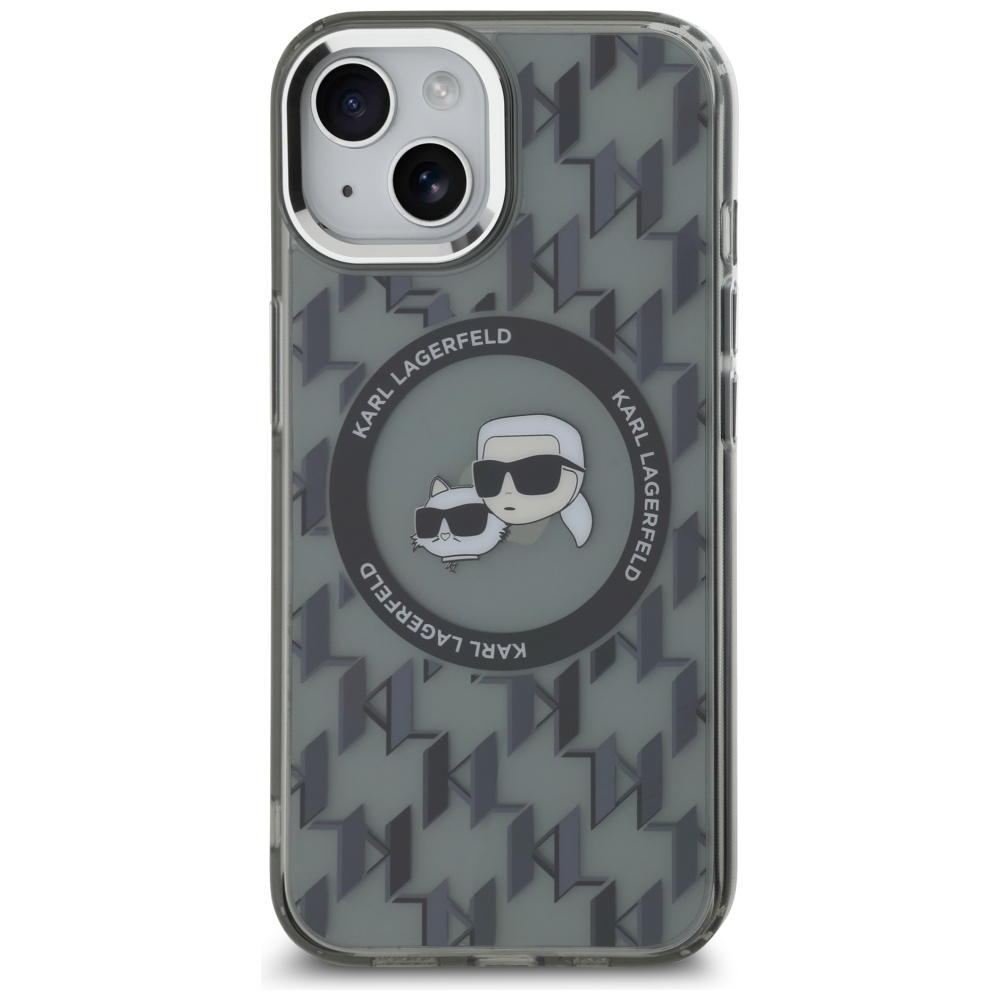 Karl Lagerfeld dėklas iPhone 15 Plus telefonui IML Monogram, juodas