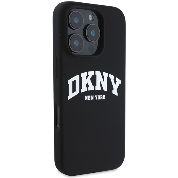 DKNY dėklas iPhone 16 Pro telefonui su MagSafe, juodas