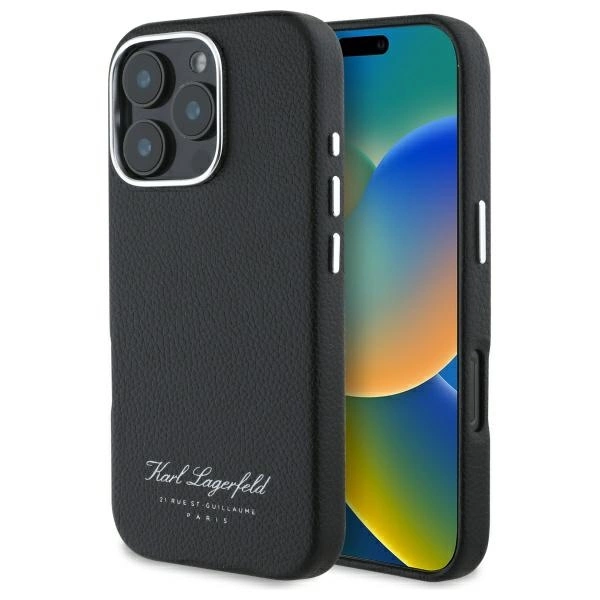 Karl Lagerfeld iPhone 16 Pro dėklas Hotel RSG, juodas