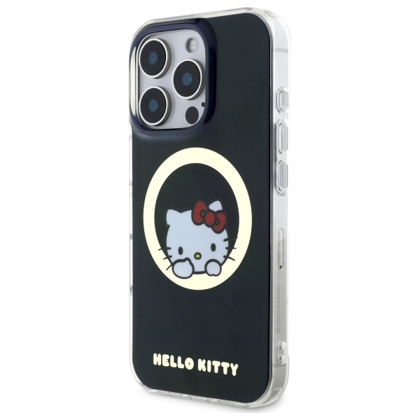 Hello Kitty dėklas iPhone 16 Pro Max telefonui IML Sweet Kitty MagSafe, juodas