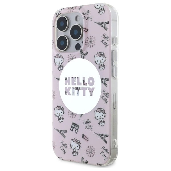 Hello Kitty iPhone 16 Pro Max MagSafe dėklas IML All Over Paris, rožinis