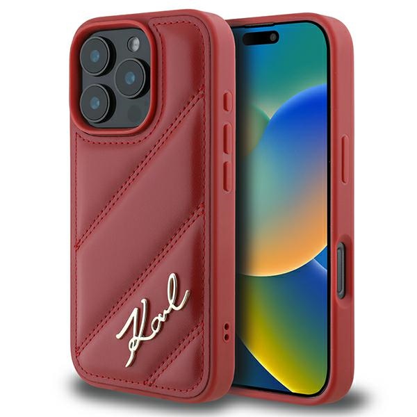 Karl Lagerfeld iPhone 16 Pro Case Quilted Signature, Red