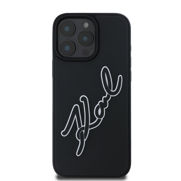 Apple iPhone 16 Pro Max 6.9\'\' Karl Lagerfeld 3D Rubber Bicolor Signature Cover Case, Black