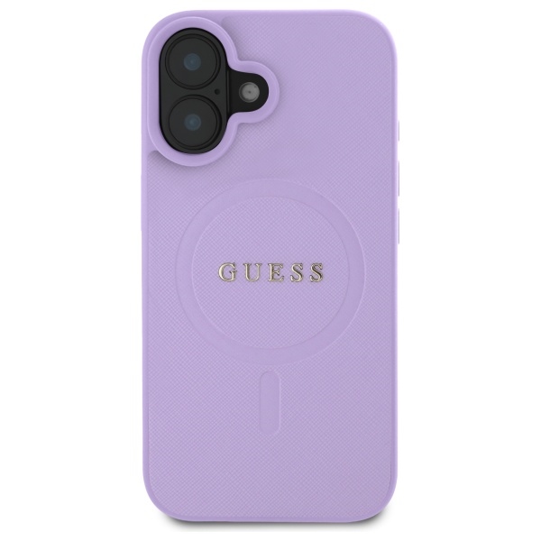 Guess dėklas iPhone 16 telefonui Saffiano MagSafe, violetinis