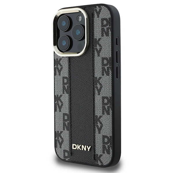 DKNY dėklas iPhone 16 Pro Max telefonui su MagSafe, juodas