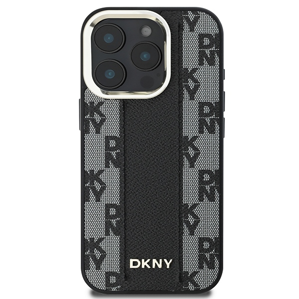 DKNY dėklas iPhone 16 Pro Max telefonui su MagSafe, juodas