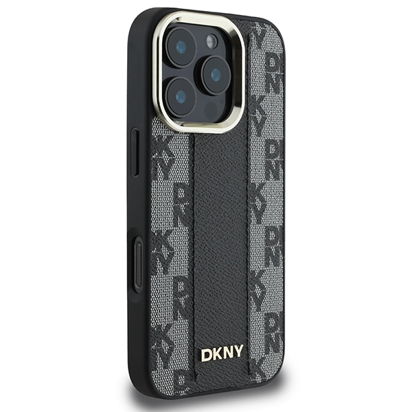 DKNY dėklas iPhone 16 Pro Max telefonui su MagSafe, juodas