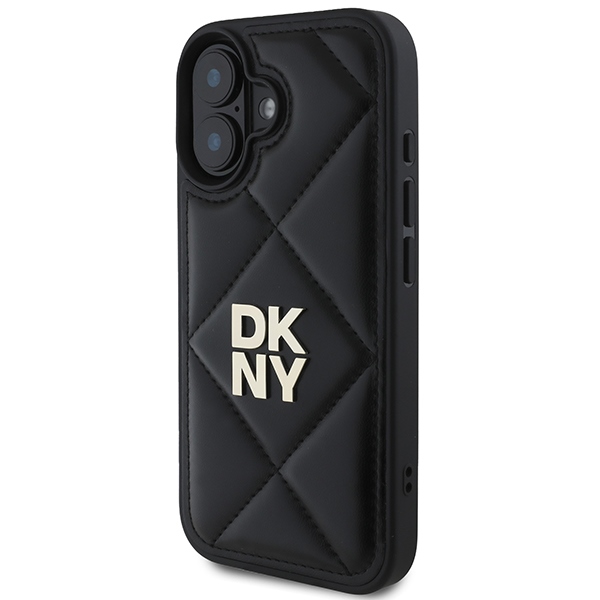 DKNY Quilted Stack Logo dėklas, skirtas iPhone 16, juodas