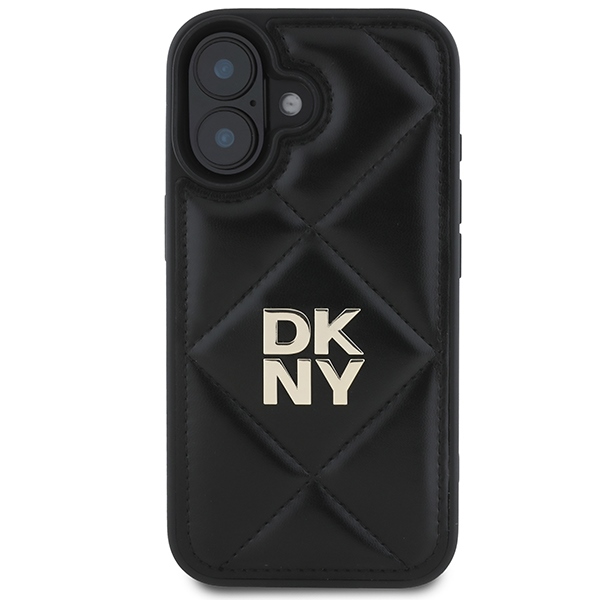DKNY Quilted Stack Logo dėklas, skirtas iPhone 16, juodas