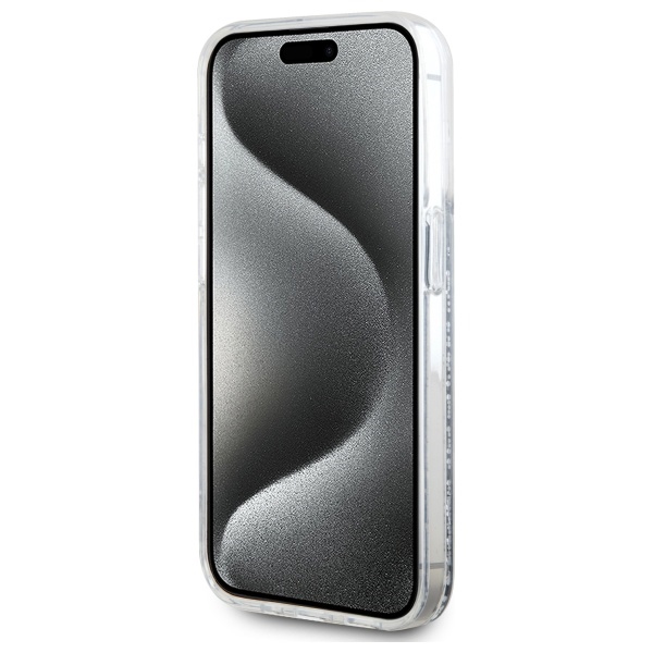 Karl Lagerfeld dėklas iPhone 15 Pro Max telefonui Liquid Glitter Karl & Choupette