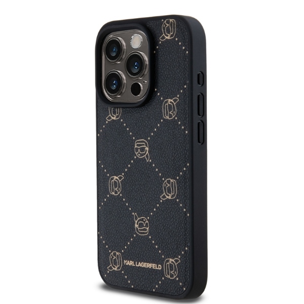 Karl Lagerfeld dėklas iPhone 15 Pro telefonui MagSafe Karl Heads, juodas