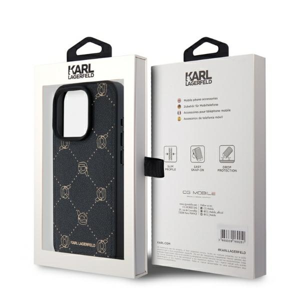 Karl Lagerfeld dėklas iPhone 15 Pro telefonui MagSafe Karl Heads, juodas