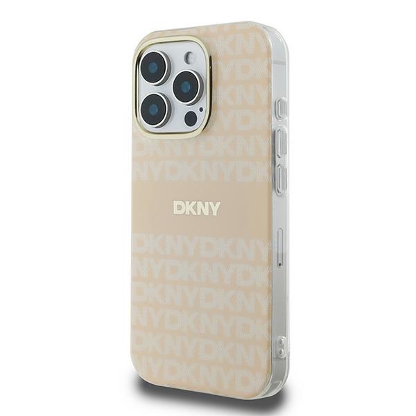 DKNY Repeat Texture Pattern dėklas iPhone 16 Pro Max telefonui, rožinis