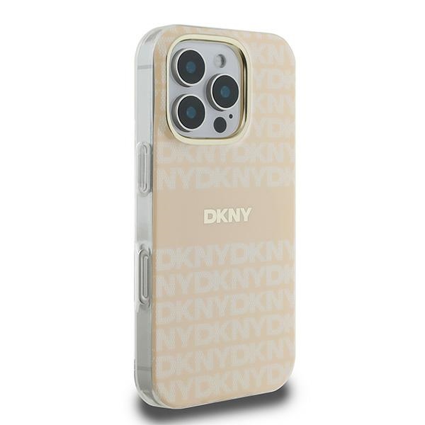DKNY Repeat Texture Pattern dėklas iPhone 16 Pro Max telefonui, rožinis