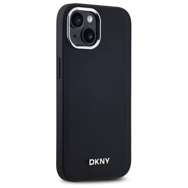 DKNY dėklas iPhone 14 su MagSafe, Plain Logo, juodas