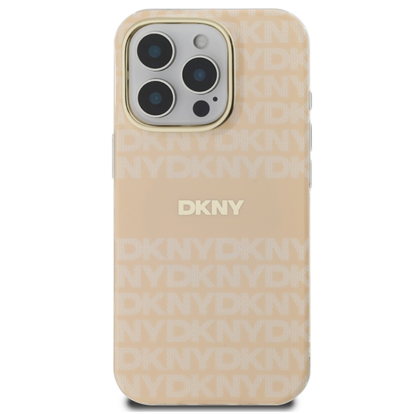 DKNY Repeat Texture Pattern & Stripe MagSafe dėklas iPhone 16 Pro, rožinis