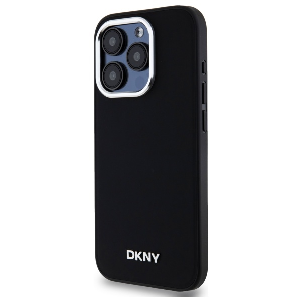 DKNY Plain Silver MagSafe dėklas, skirtas iPhone 15 Pro Max, juodas