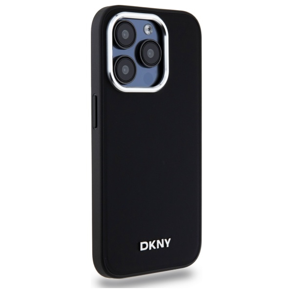 DKNY Plain Silver MagSafe dėklas, skirtas iPhone 15 Pro Max, juodas