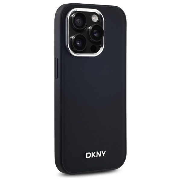 DKNY iPhone 14 Pro Case Plain Silver MagSafe Logo, Black