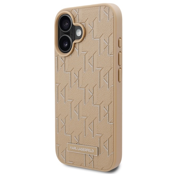 Karl Lagerfeld dėklas iPhone 16 su MagSafe, Hot Stamp, kreminis