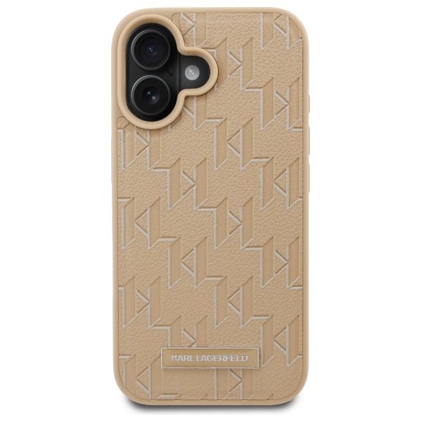 Karl Lagerfeld dėklas iPhone 16 su MagSafe, Hot Stamp, kreminis
