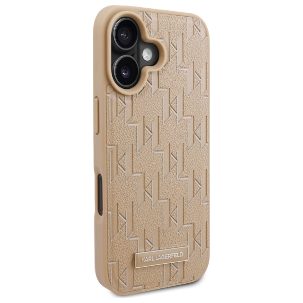 Karl Lagerfeld dėklas iPhone 16 su MagSafe, Hot Stamp, kreminis