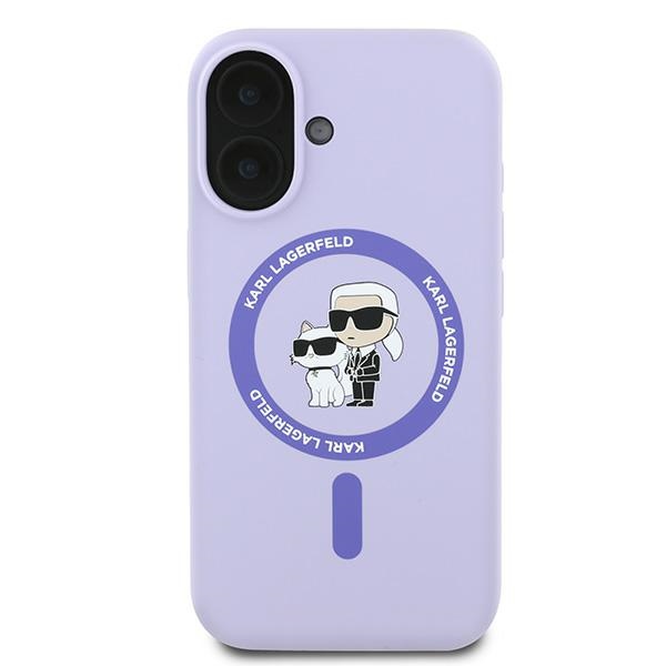 Karl Lagerfeld Silicone Karl&Choupette MagSafe dėklas iPhone 16 telefonui, violetinis