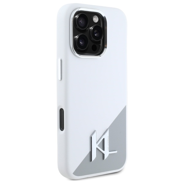 Apple iPhone 16 Pro Max 6.9\" Karl Lagerfeld Silicone Initial Logo Case Cover, White