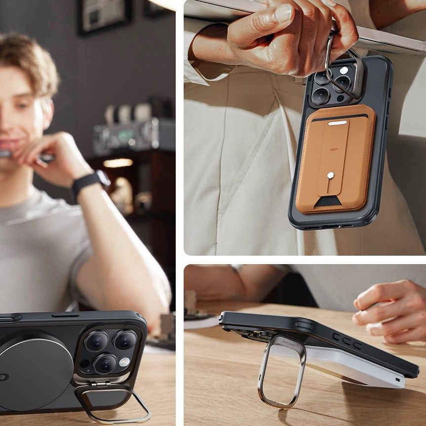 ESR Classic Hybrid Kickstand Halolock dėklas ir stiklas iPhone 16 Pro Max, juodas