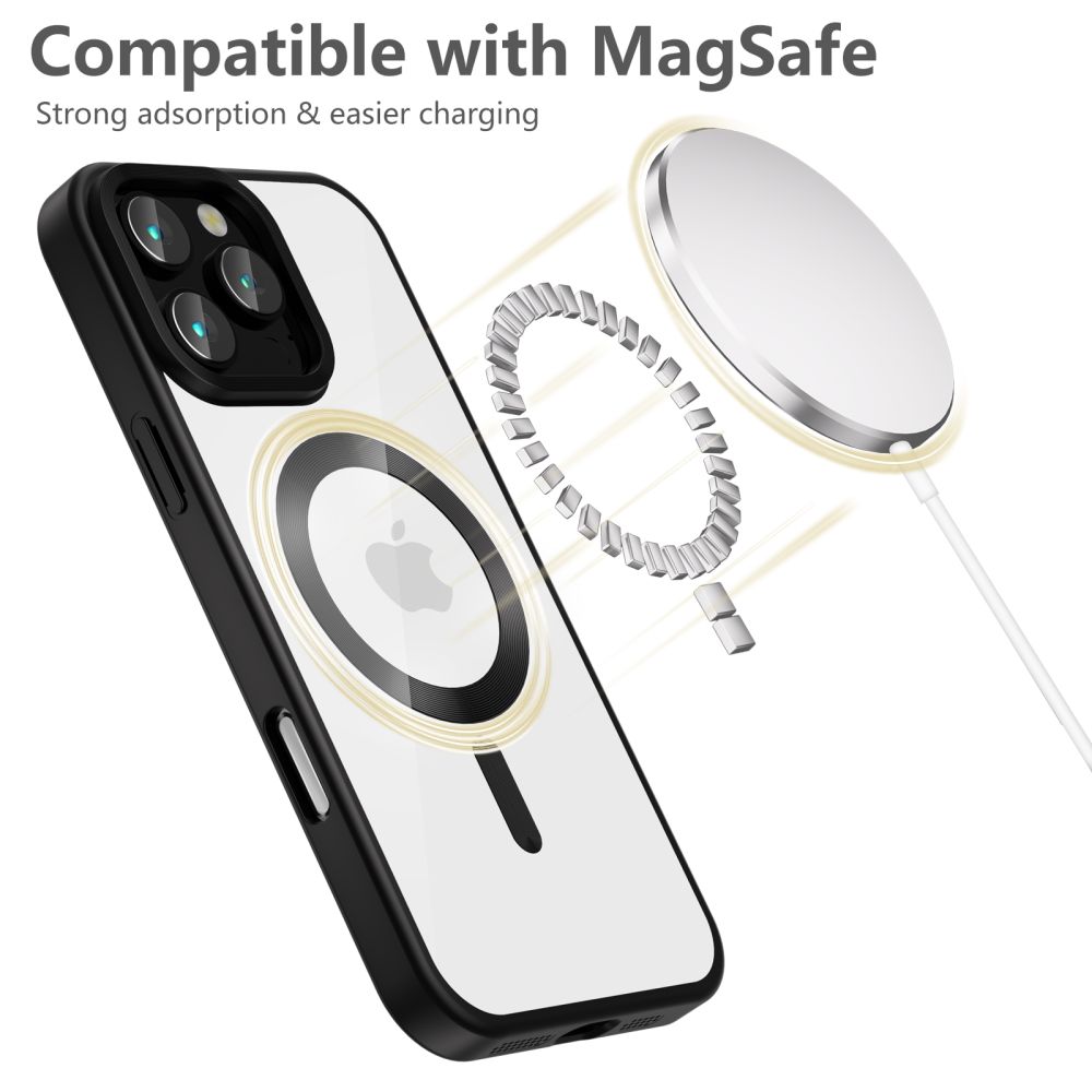 Apple iPhone 16 Pro 6.3\'\' Tech-Protect MagFlex MagSafe Case Cover, Clear with Black Frame