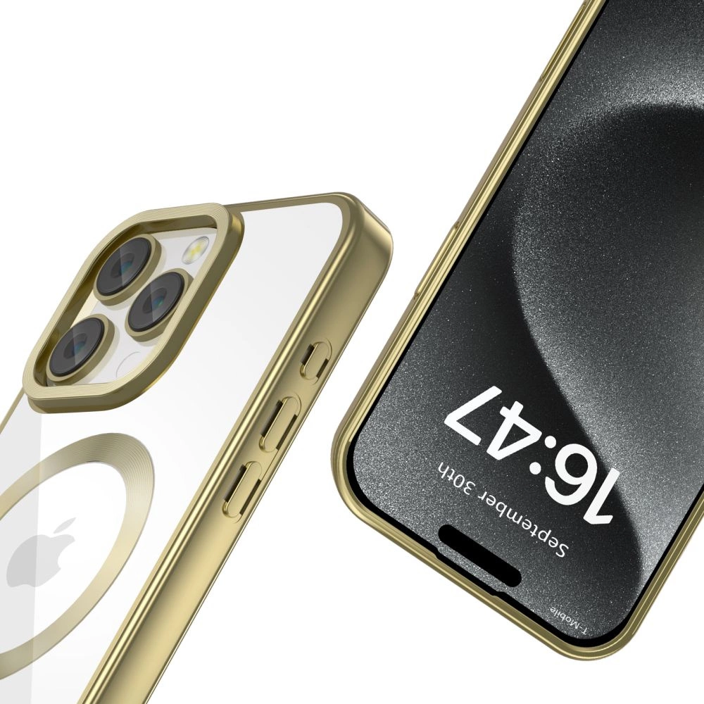 Apple iPhone 16 Pro Max 6.9\'\' Tech-Protect MagFlex MagSafe Case Cover, Clear with Gold Frame
