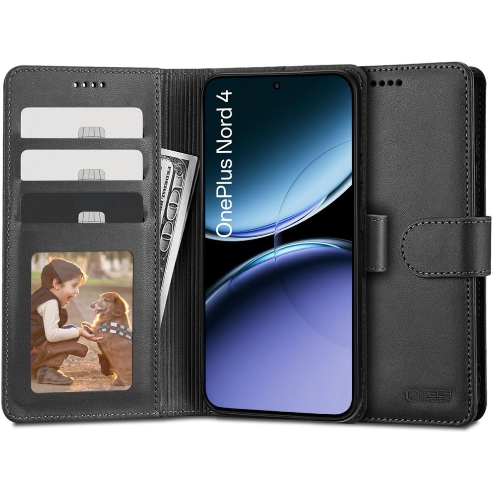 OnePlus Nord 4 Tech-Protect Wallet and Stand Function Case Cover, Black